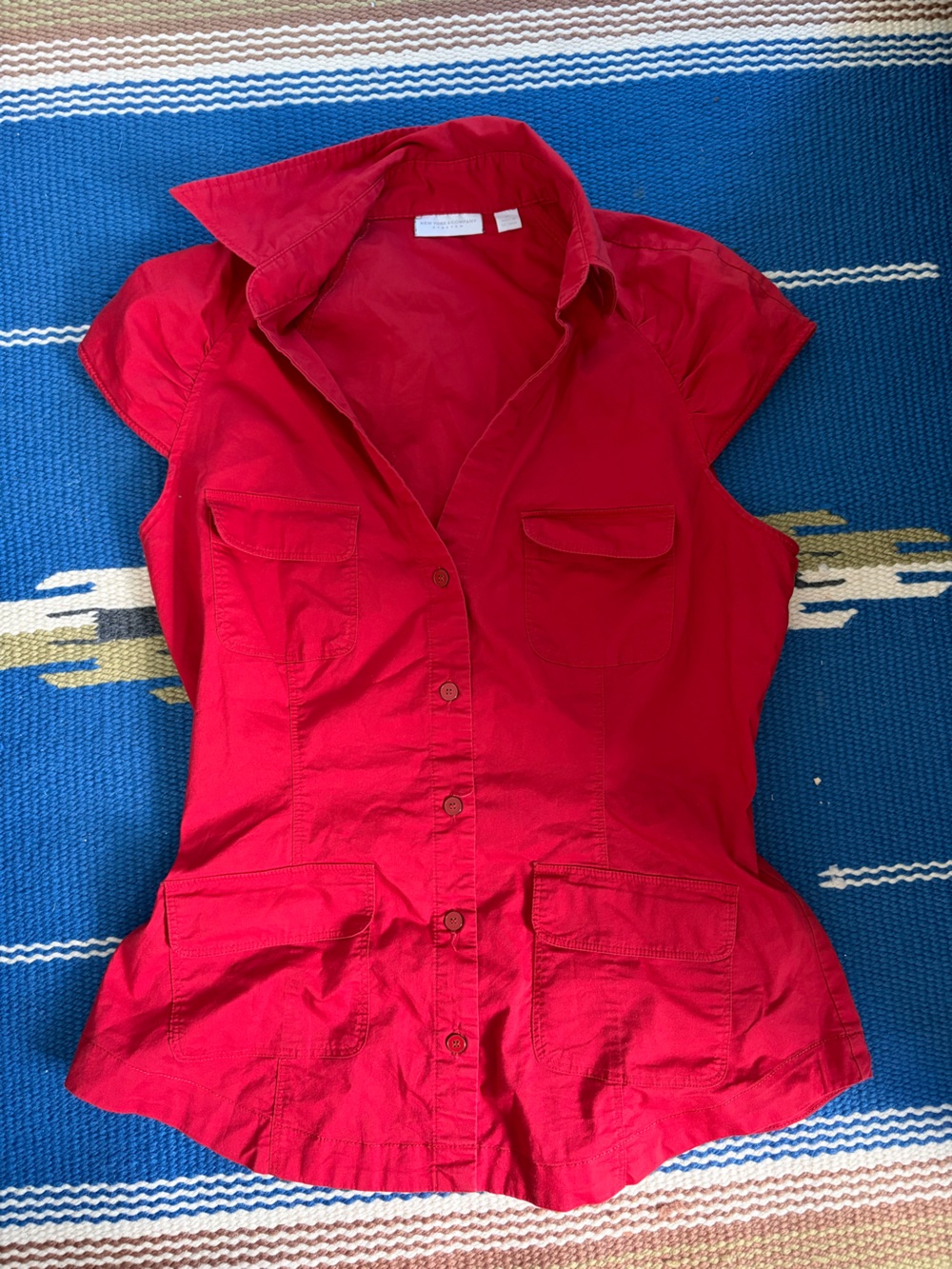 Y2K Red Button Down Blouse